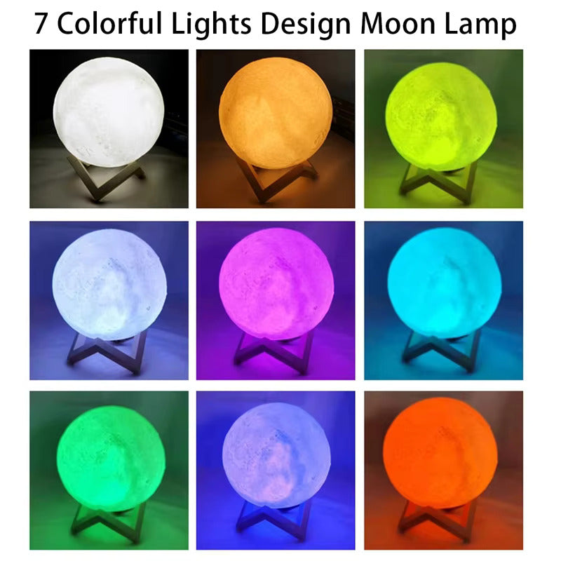 D5 8Cm Moon Lamp LED Night Light Battery Powered with Stand Starry Lamp Bedroom Decor Night Lights Kids Gift Moon Lamp Xmas Gift