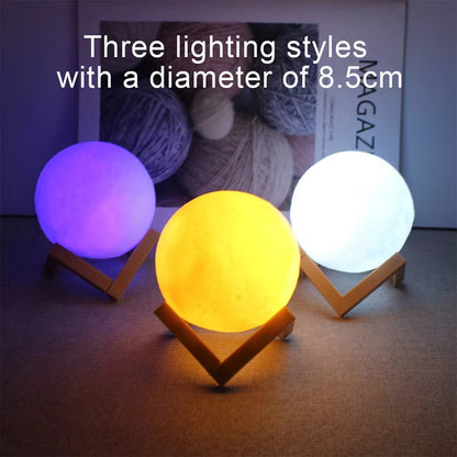 D5 8Cm Moon Lamp LED Night Light Battery Powered with Stand Starry Lamp Bedroom Decor Night Lights Kids Gift Moon Lamp Xmas Gift