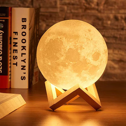 D5 8Cm Moon Lamp LED Night Light Battery Powered with Stand Starry Lamp Bedroom Decor Night Lights Kids Gift Moon Lamp Xmas Gift